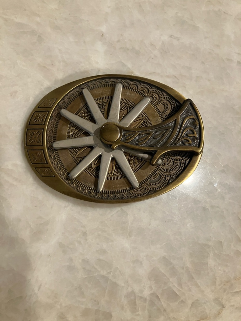 Montana Silversmiths Brass and Silver Tone Spur Belt Buckle